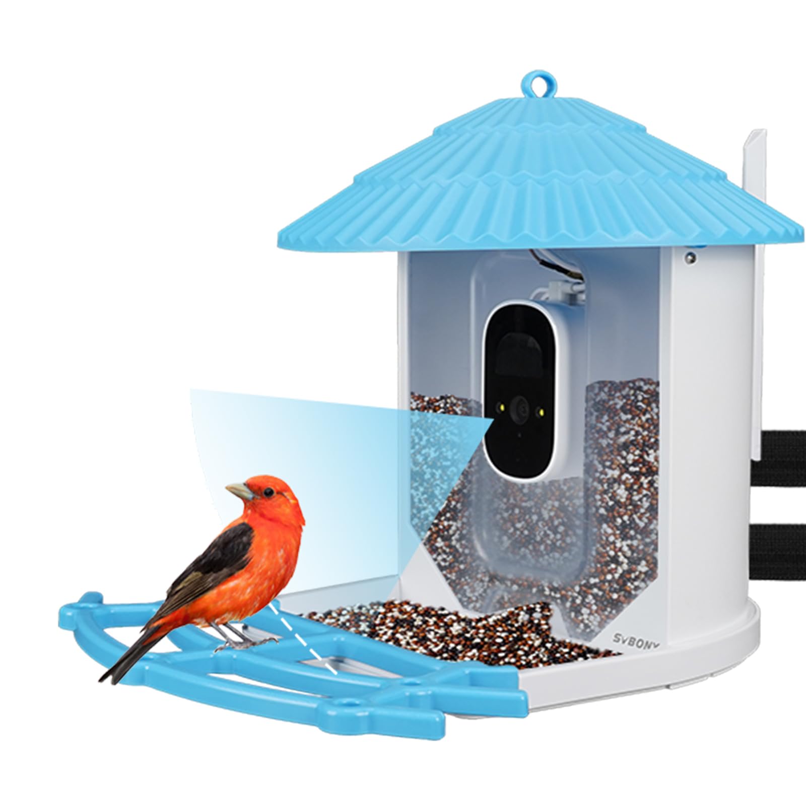 Svbony SC101 Comedero Pajaros Inteligente con Cámara, Comedero Pajaros Exterior, Casita Pajaros, Captura Automática de Imagen, Reconocimiento AI de Especies de Aves Observación en Tiempo Real, Jardín