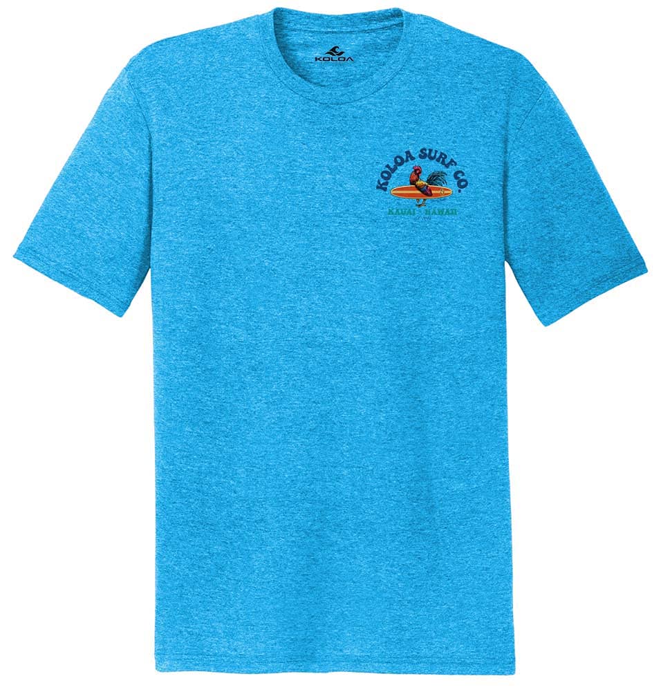 Koloa Surf Company Men's Cocky Surfer Logo Tri-Blend Comfort Tees-XL-TurquoiseFrost/c