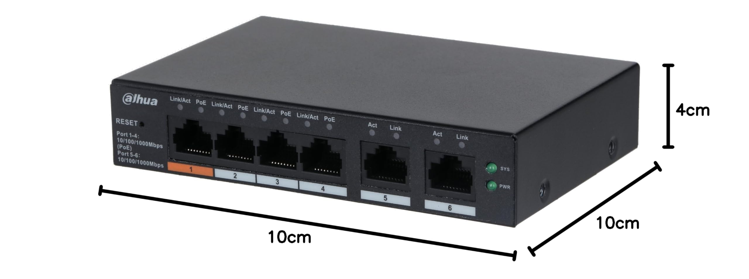 SWITCH IT DAHUA DH-CS4006-4GT-60 GIGABIT SWITCH WITH 4-PORT POE