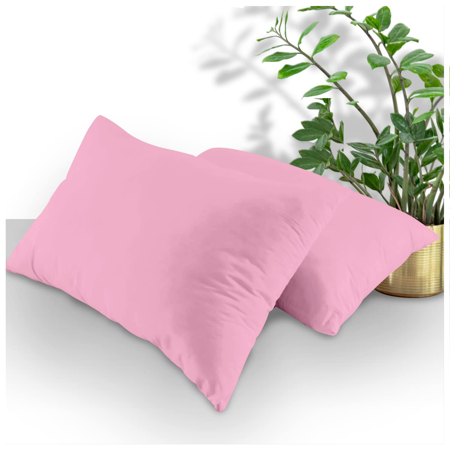 Gc Gaveno Cavailia Pink Luxury Percale Pillowcases 2 Pack, Non Iron Ultra Soft Polycotton Housewife Pair Of Plain Soft Pillows Cover,