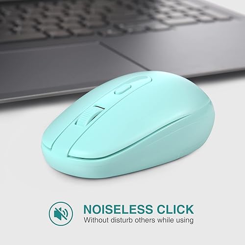 Miniatura 2 de Rii Ratón inalámbrico RM700 2.4G silencioso con receptor USB Nano para laptop, PC, Mac, Chromebook, Windows (cian claro)