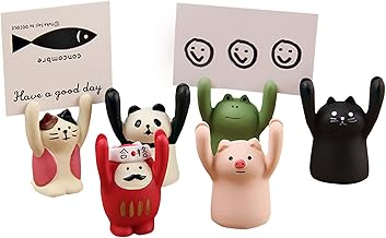UgyDuky 6 Pack Cute Animal Cartoon Photo Clip Memo Message Folder Memo Holder Card Holder Desktop Message Folder Home Office Decor Resin Base Memo Clip Holder