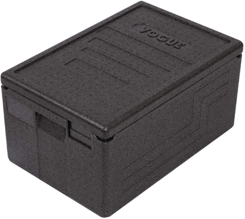 Vogue EPP Insulated Food Carrier Box 1/1 GN 200 mm / 46 Litre, Black, Fits 1 x 1/1 GN Tray Up To 200mm Deep, Dishwasher Safe up to 80°C, Impact Resistant, DW579