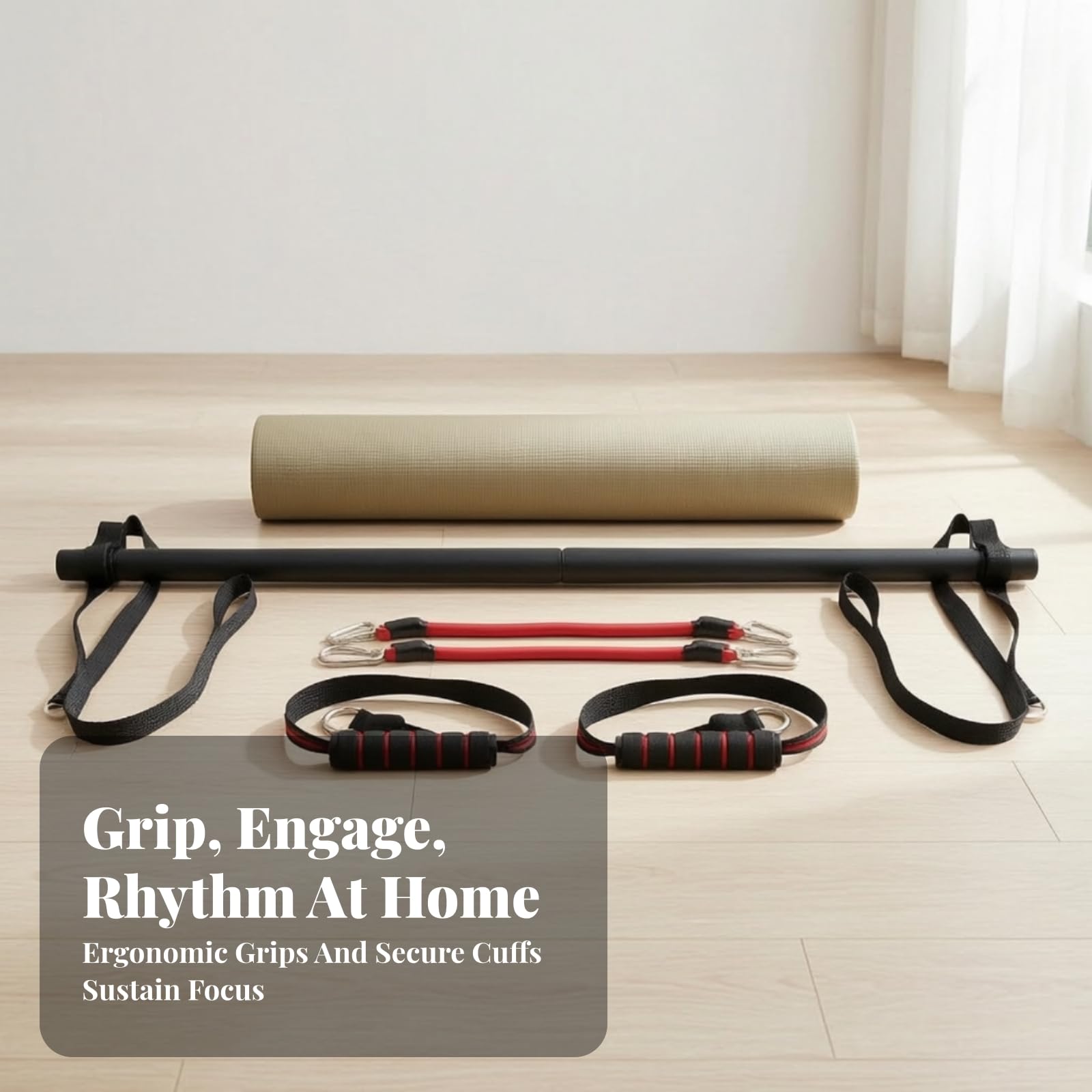 Kit Pilates con s Resistencia Portátil, Compacto, Asa, para Gimnasio en Casa, Principiantes