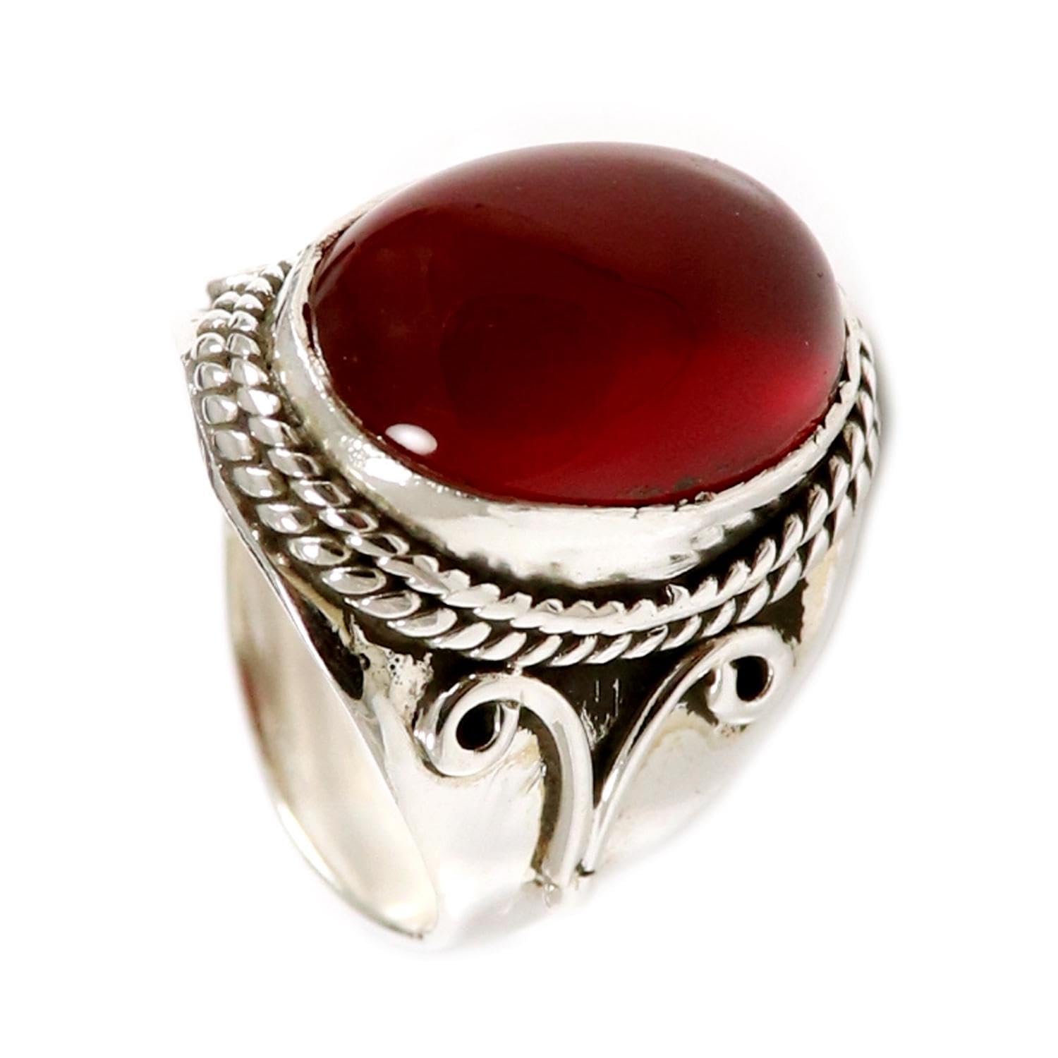 JEWELFORCE Gemstone Band Ring Men And Women Band Ring All Size Gift Item 925 Sterling Silver Ring Handmade Jewelry J-207