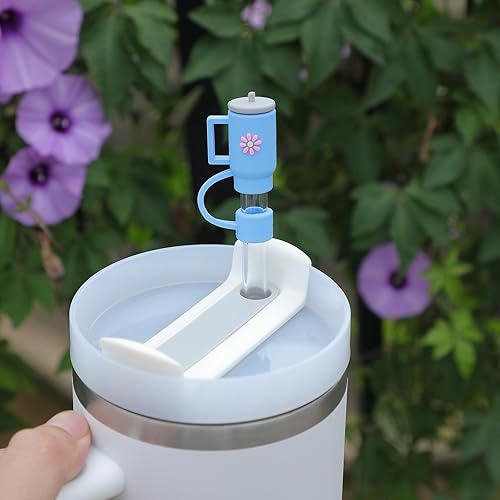 Miniatura 5 de Tapa de popote para Stanley Cup  4 piezas bonitas de silicona de 0.394 pulgadas (0.394 in) compatibles con vasos Stanley de 30 y 40 onzas