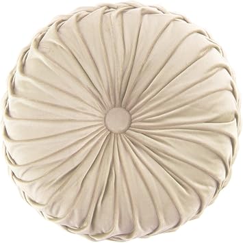 WAIUYIA Round Throw Pillow Soft Velvet Pumpkin Pleated Throw Pillow Home Decorative Floor Pillow Cushion for Couch Sofa Chair Bed Office Decor Beige