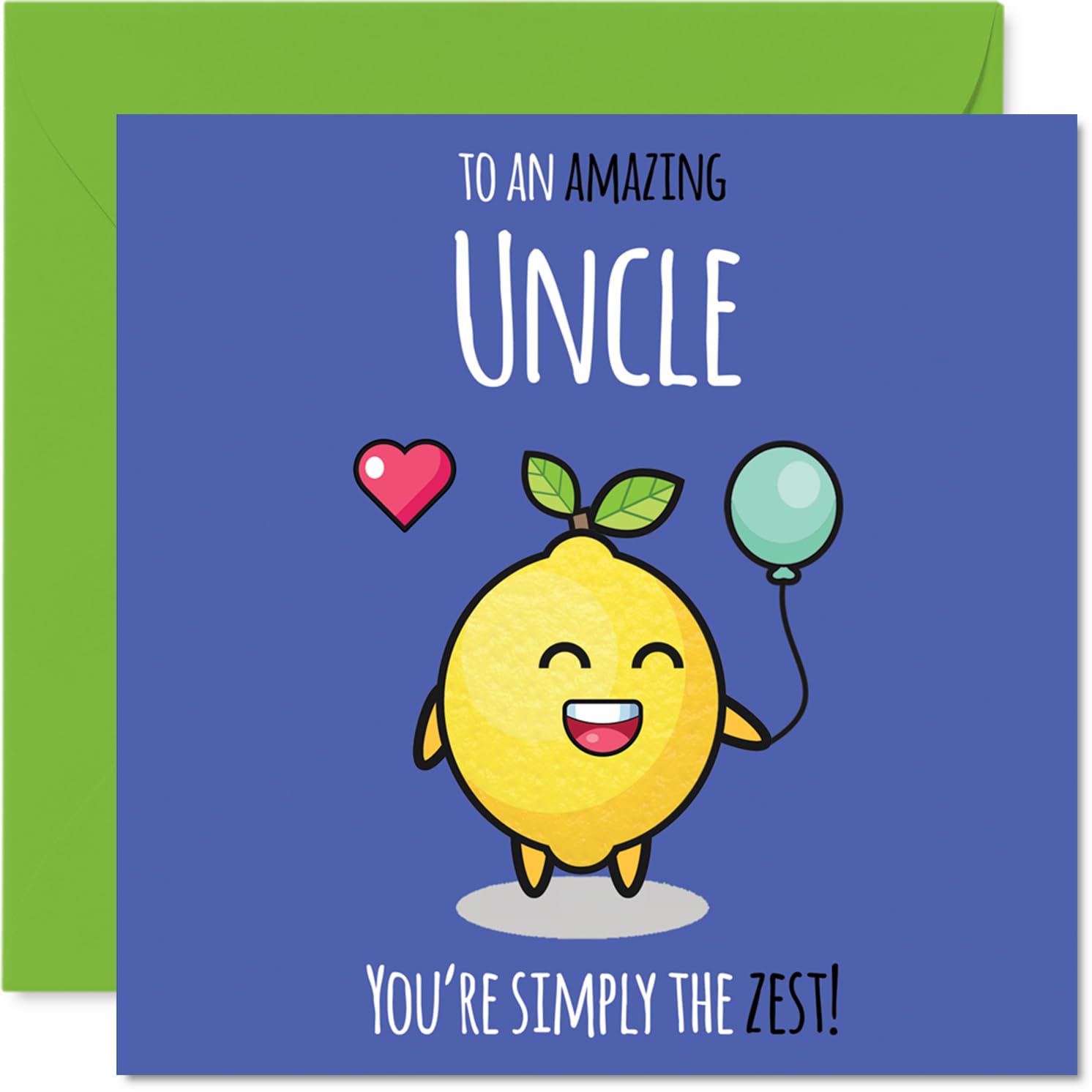 Uncle Birthday Card - Simply The Zest - Happy Birthday Card for Uncle from Nephew Niece, 145mm cute lemon Bday Greeting Cards