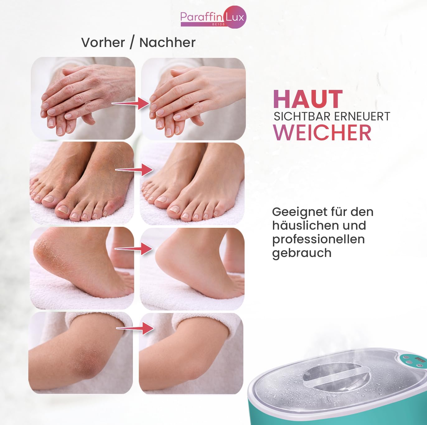 Paraffinbadwärmer für Hände und Füße. Thermotherapie, Muskelschmerzen, Arthritis, ästhetische Anwendung und Verbrauch der Hautfeuchtigkeit. Schnellaufheizung 40 min. Fassungsvermögen 5 L. BE108 (Grün)