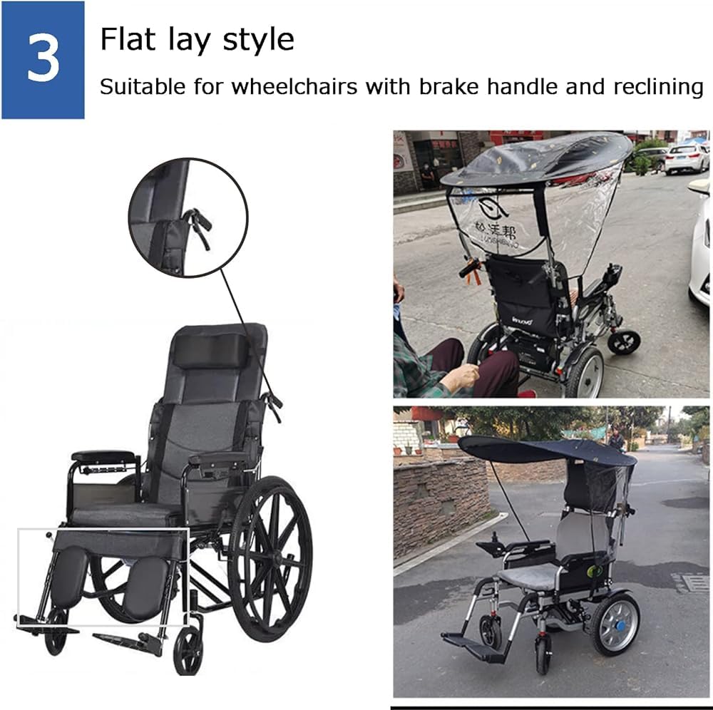 Parasol universal para silla de ruedas, cubierta de lluvia, toldo eléctrico para silla de ruedas, protección resistente a los rayos UV, soporte para paraguas y silla (color: silla de ruedas estilo
