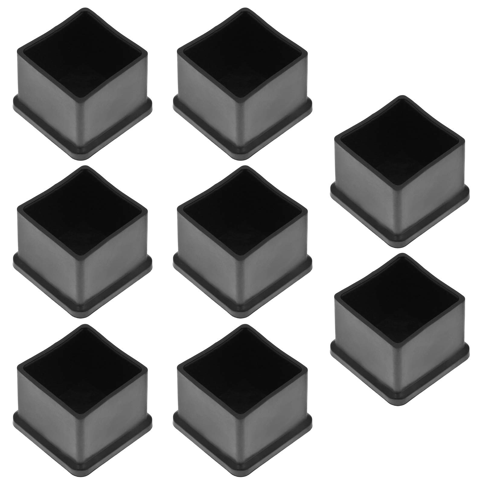 Bonsicoky 8Pcs Square Rubber Furniture Leg Caps 1.18" (30 x 30mm), Black Vinyl Flexible Chair Leg Floor Protectors for Patio Indoor Chair Table Bed — image 1
