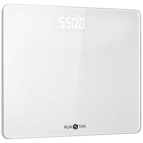 Báscula de 550 libras para peso corporal con plataforma ultra ancha y pantalla LED grande sin bisel, báscula digital de baño precisa de alta