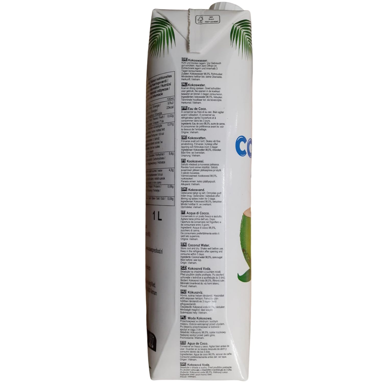 BAMBOO TREE Agua de Coco, 1 x 1 LTR
