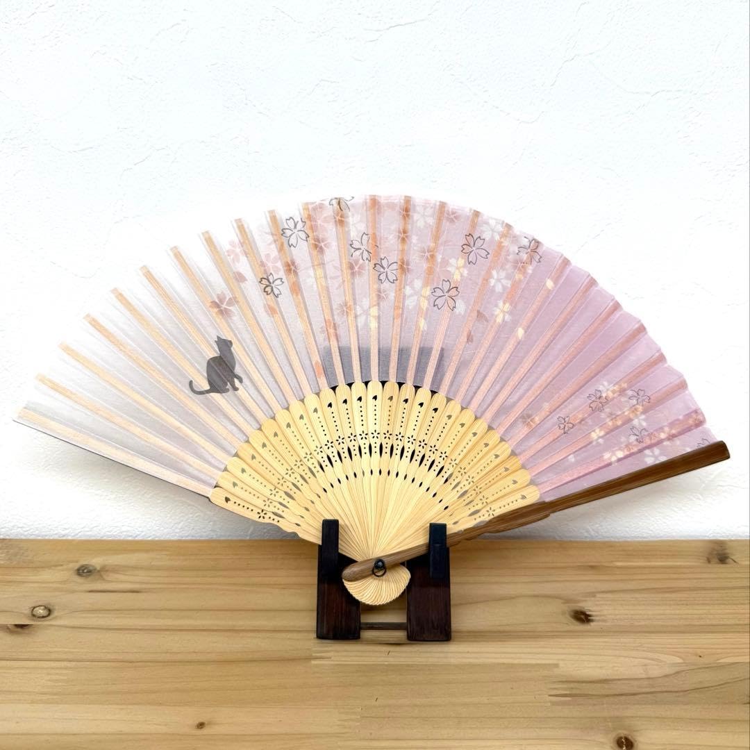 Amazon.co.jp: 桜とに猫 扇子セット ピンク ねこ ネコ せんす