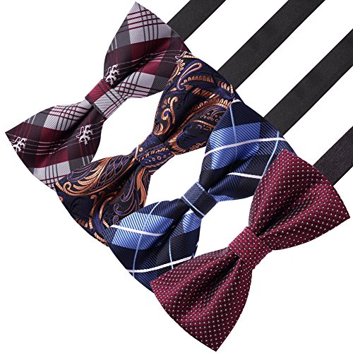 Image of AUSKY 8 PACKS Elegant Adjustable Pre-tied Bow Ties for Men Boys (1&4&5&6&8 Pack for option)
