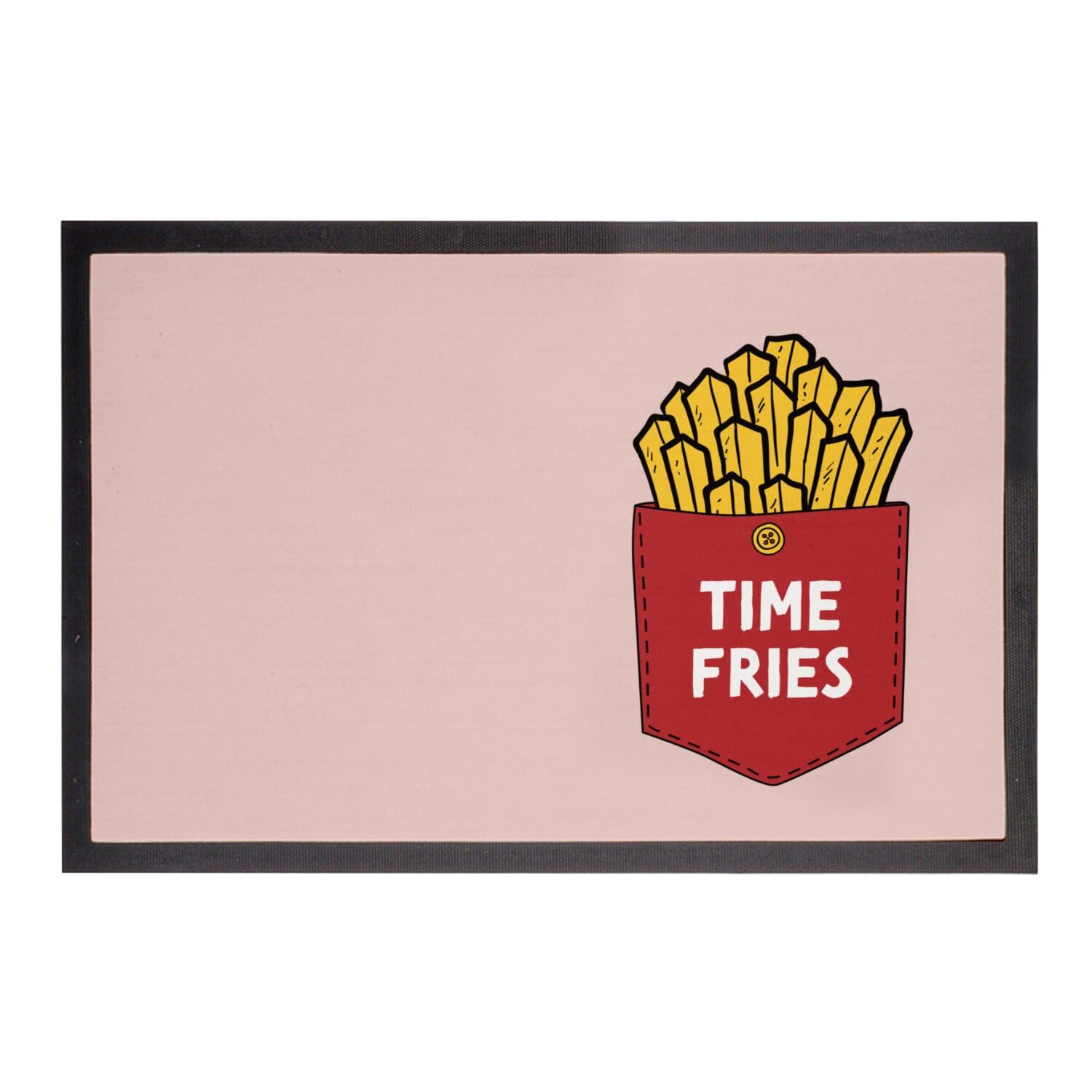 Paillasson rose illustration frites dessin original tapis d'entrée pop 60x40cm