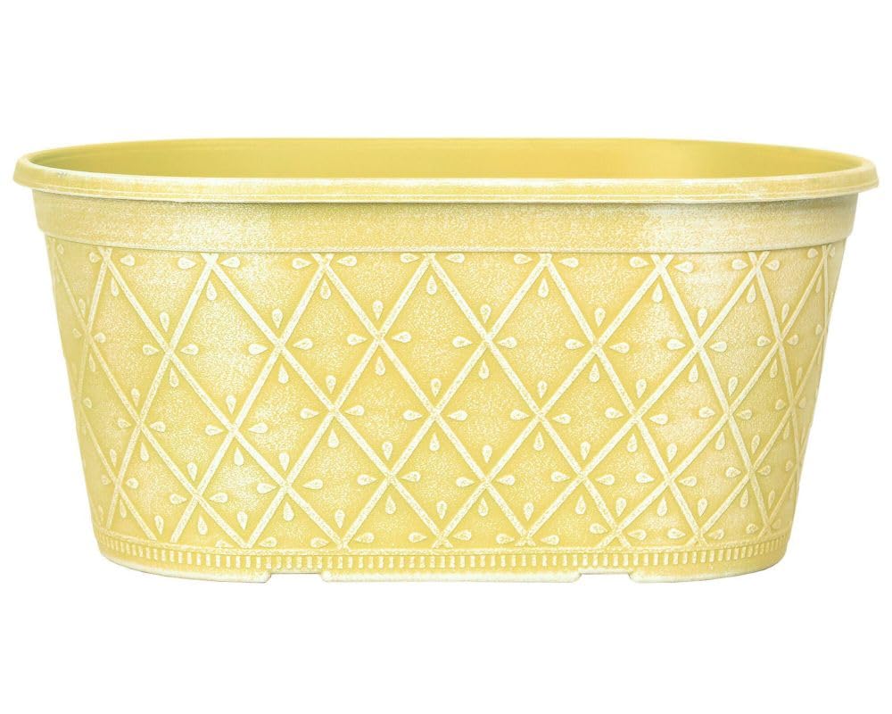 AKKIN Garden Supplies Prism Decorative Plastic Oval Trough Planter Pot 12"- Yellow - Suitable for Indoor and Outdoors