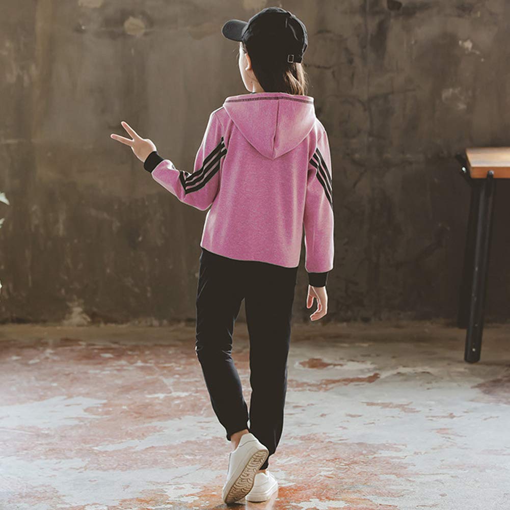 Dziewczęcy dres Bluza z kapturem zestaw sportowy 2/3 sztuk kurtka spodnie sportowe, bluza z zamkiem błyskawicznym, odzież wiosna jesień kostium do joggingu