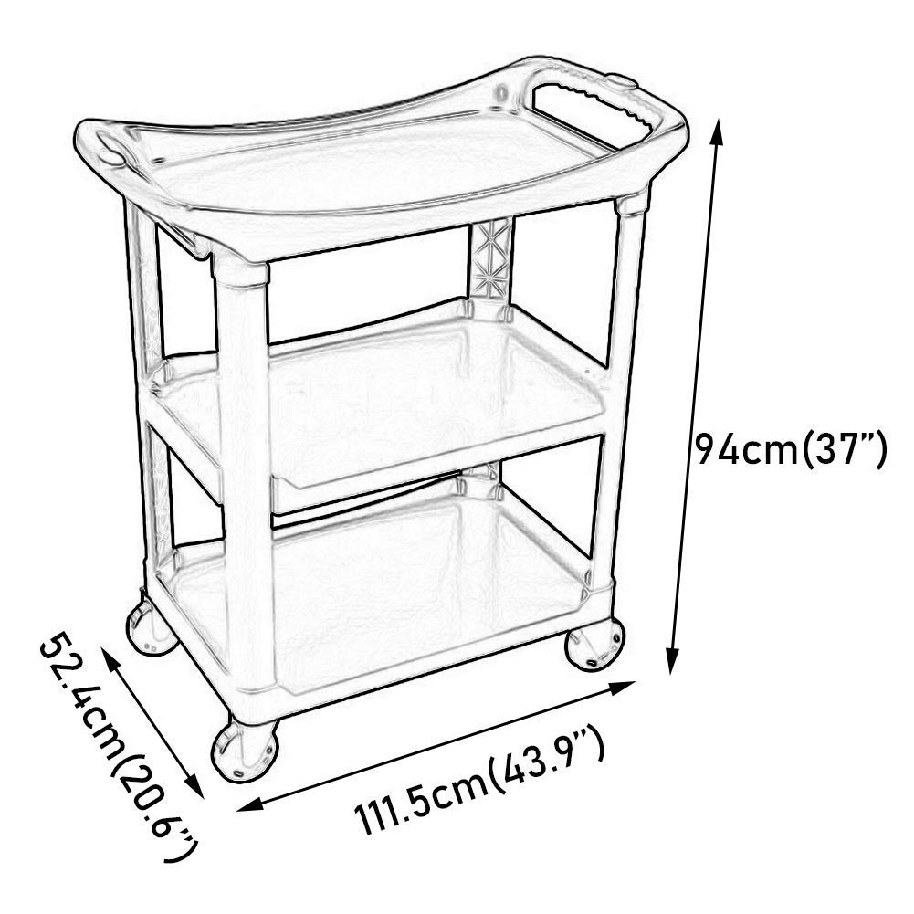 Almacenamiento de Camiones de Mano Móviles, Carritos Móviles de Cocina, Hotel de 3 Nicon Asa Servicio de Limpieza Multifunción Carro de Recolección de Ropa