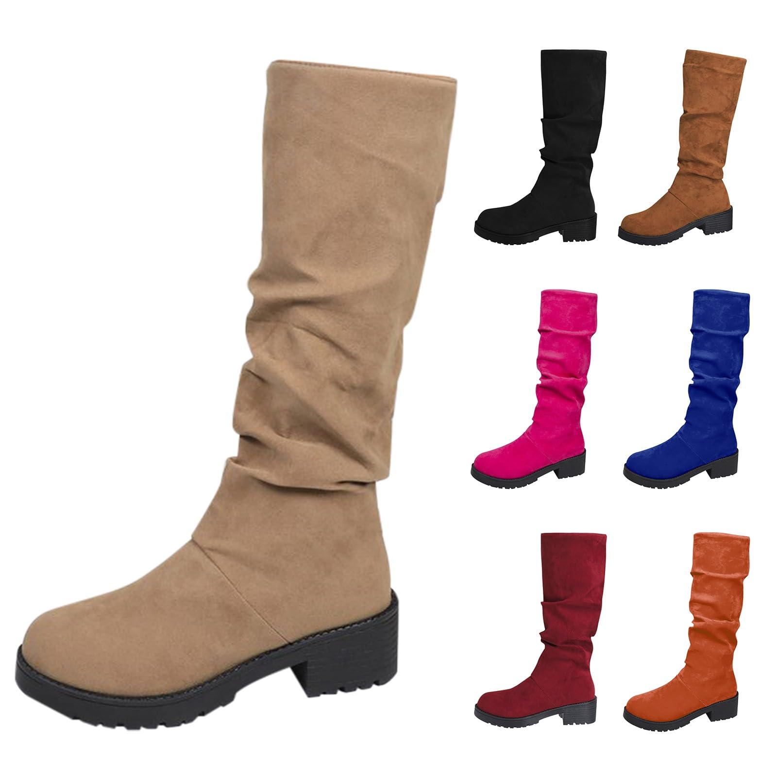 Stivali da donna lunghi in pelle scamosciata, 35-42 EU, con plateau
