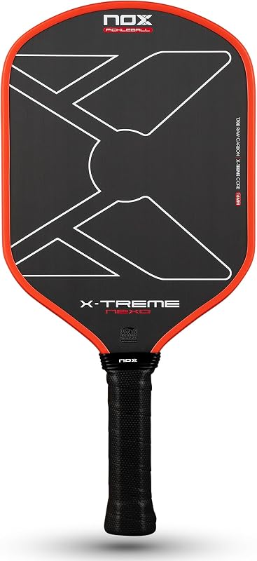 NOX Pala Pickleball X-Treme Nexo 2026 | Paleta de bolas de pepinillo con forma híbrida para toda la cancha | Raqueta Elite Pickleball aprobada por USAP | Carbono crudo y alto control