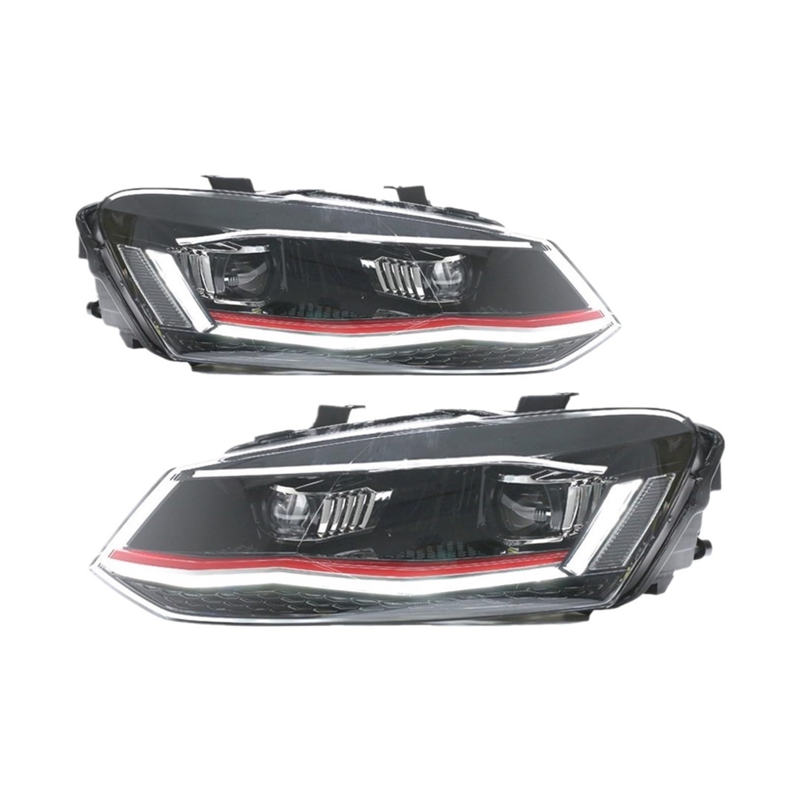 Fari Anteriori per Auto VW Polo 2011-2018 Accessori Aggiornamento DRL Indicatori di direzione Abbaglianti Anabbaglianti Gruppo luci (2 Pezzi fari-01)