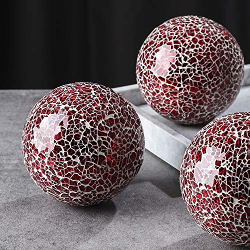 Whole Housewares Decorative Orbs Set of 3 Glass Mosaic Sphere Balls