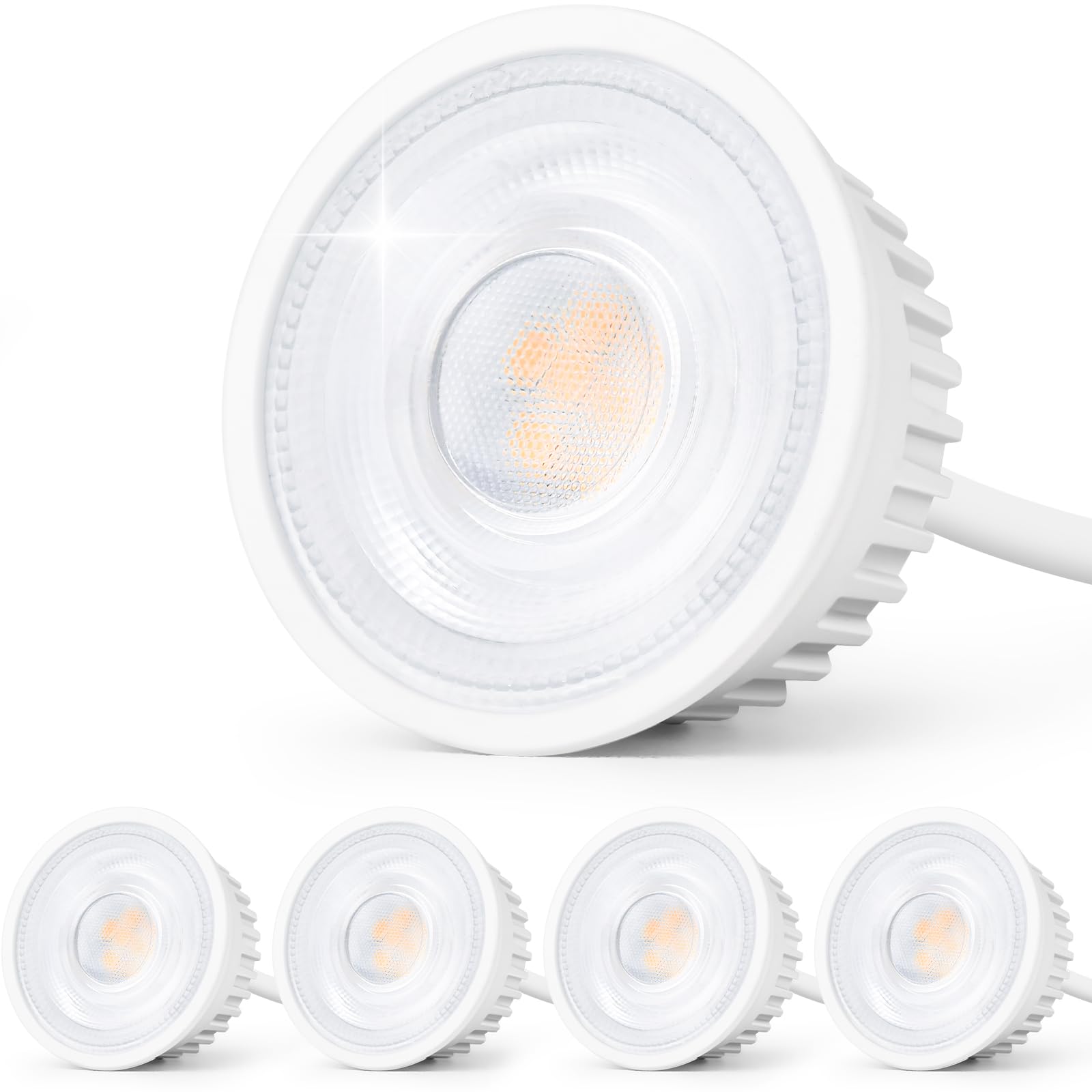 GeyouLux LED Module 230V Ultra Flat ø50x23mm for Recessed Spotlights Surface-Mounted Spotlights - 5W 500LM IP44 38° Beam Angle 2700K Warm White - Replacement MR16/GU10 Light Bulbs - 4er Set