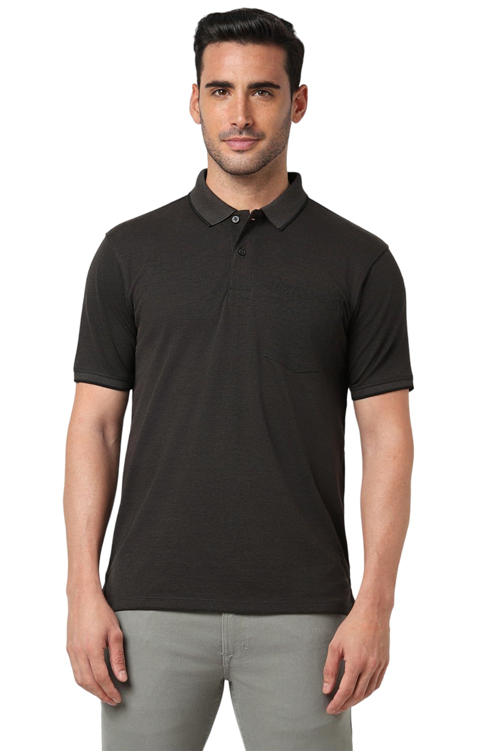 Peter EnglandMen's Premium Regular Fit Half Sleeve Polo T-Shirt with Pocket | Cotton Rich | Birds Eye Interlock Weave