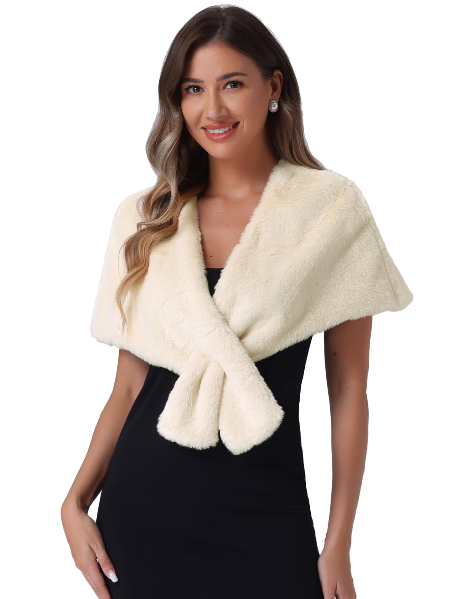 Allegra K Châle en fausse fourrure pour femme - Cache-maillot de soirée d'hiver et de mariage