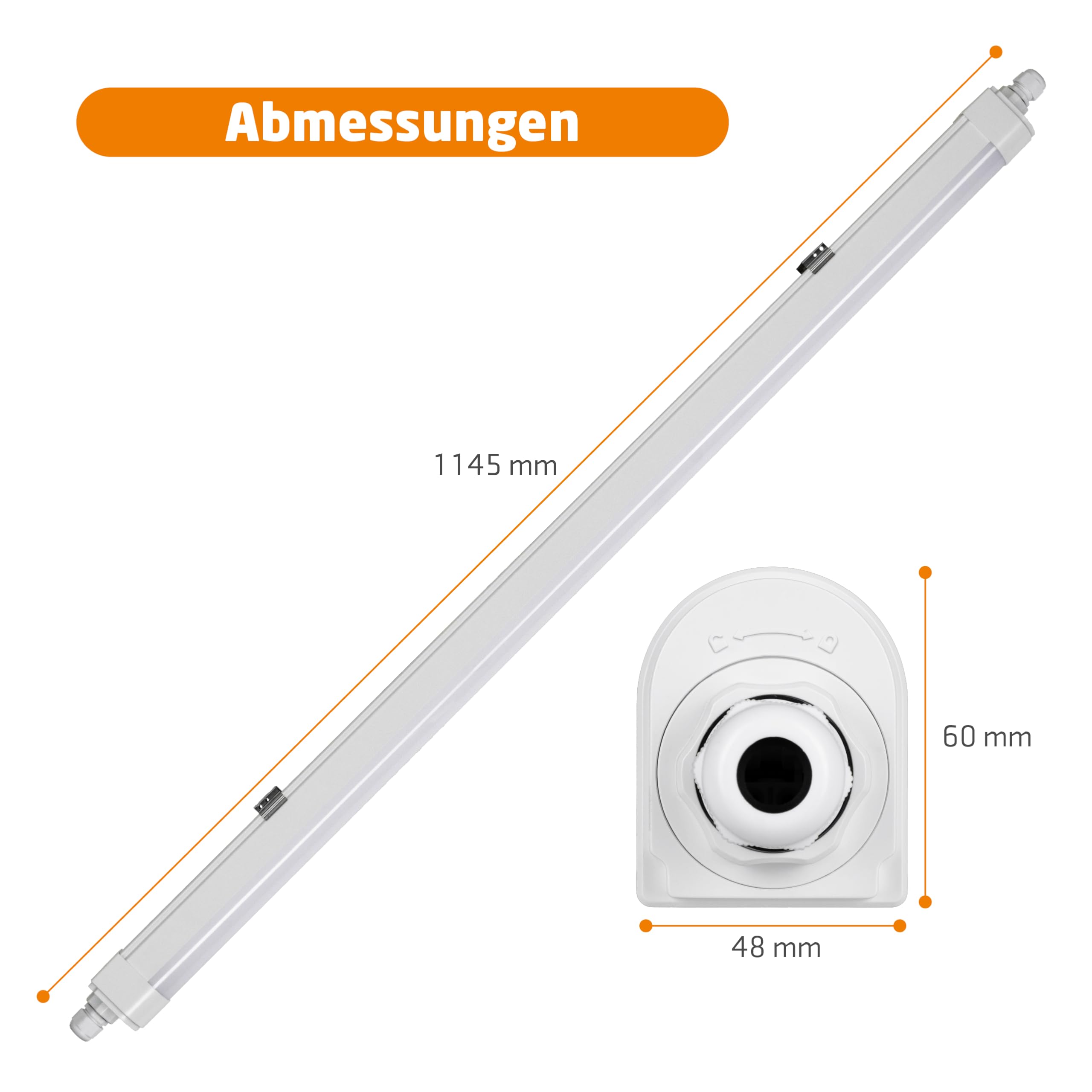 Proventa LED Feuchtraumleuchte 120cm 4er Pack IP65 36W 4320lm 4000K neutralweiß – durchverdrahtet, verknüpfbar, Wannenleuchte, Werkstattlampe, Garagenbeleuchtung, Kellerleuchte, Deckenleuchte