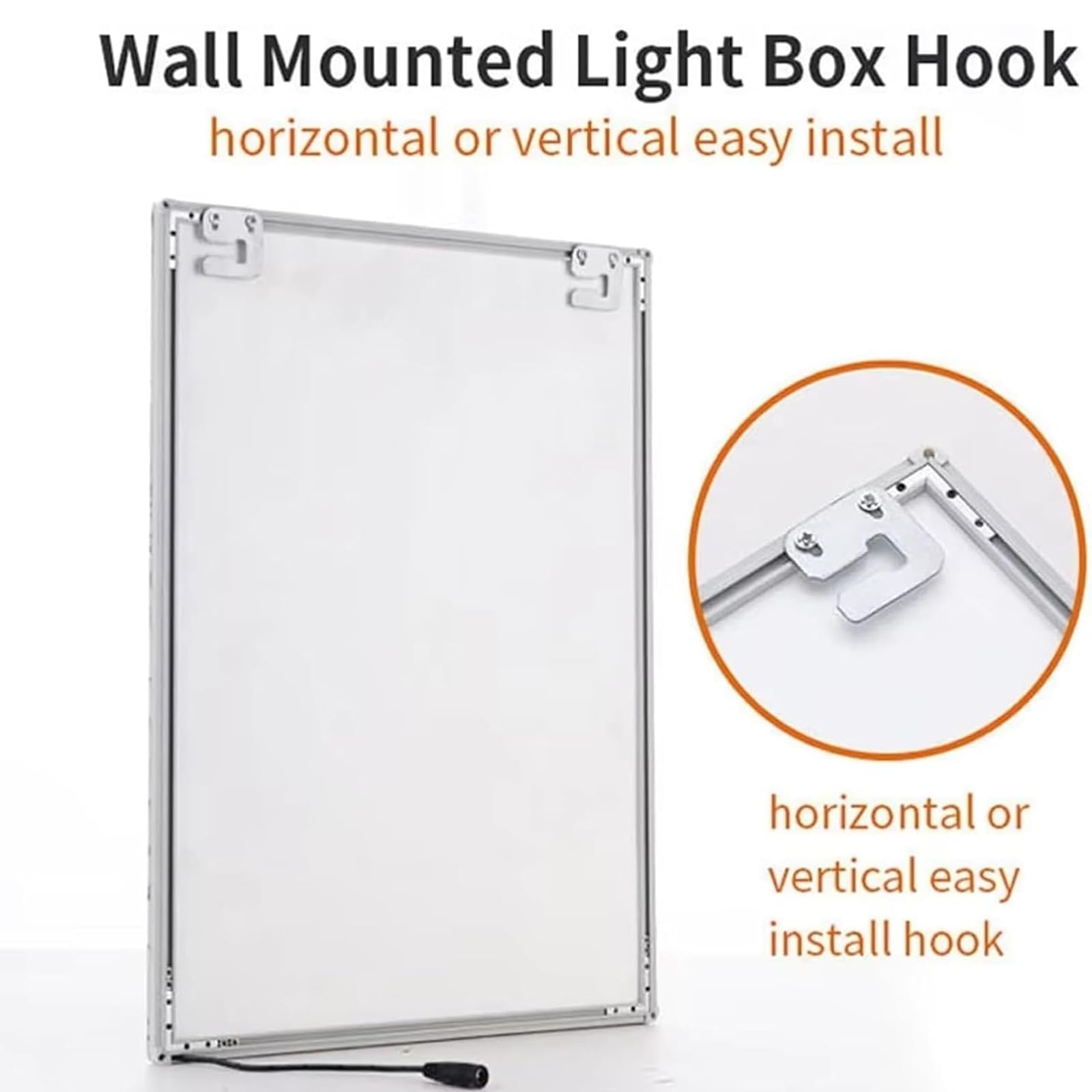 Caja de Luz LED Ultra Delgada, Marco de Exhibición Publicitaria Montado en la Pared, Tableros de Mensajes y Señales, Porta Carteles Iluminado y Pizarra de Menú Retroiluminada, para Res silver 40x60CM