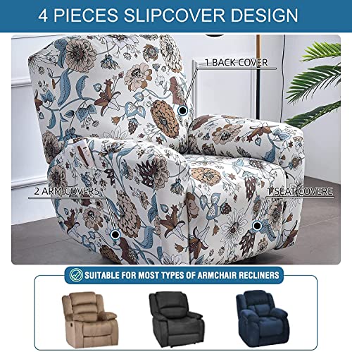 Image of Eco-Ancheng Recliner Slipcovers 4-Pieces Lazyboy Recliner Covers Recliner Couch Covers Recliner Chair Cover Non Slip Reclining Slipcovers with Storage Pockets Furniture Protector for Living Room