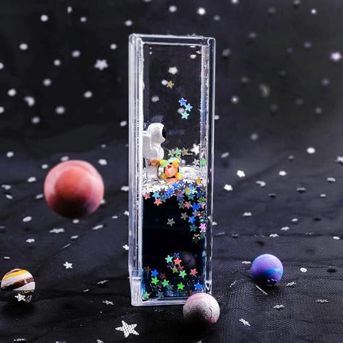 [qiukala]【浮遊 宇宙飛行士 オブジェ】液体サンドタイマー アクリル製 デスクレーション リ 癒し インテ オフィス テーブル プレゼント ギフト 電池不要 オレンジ色 [5]