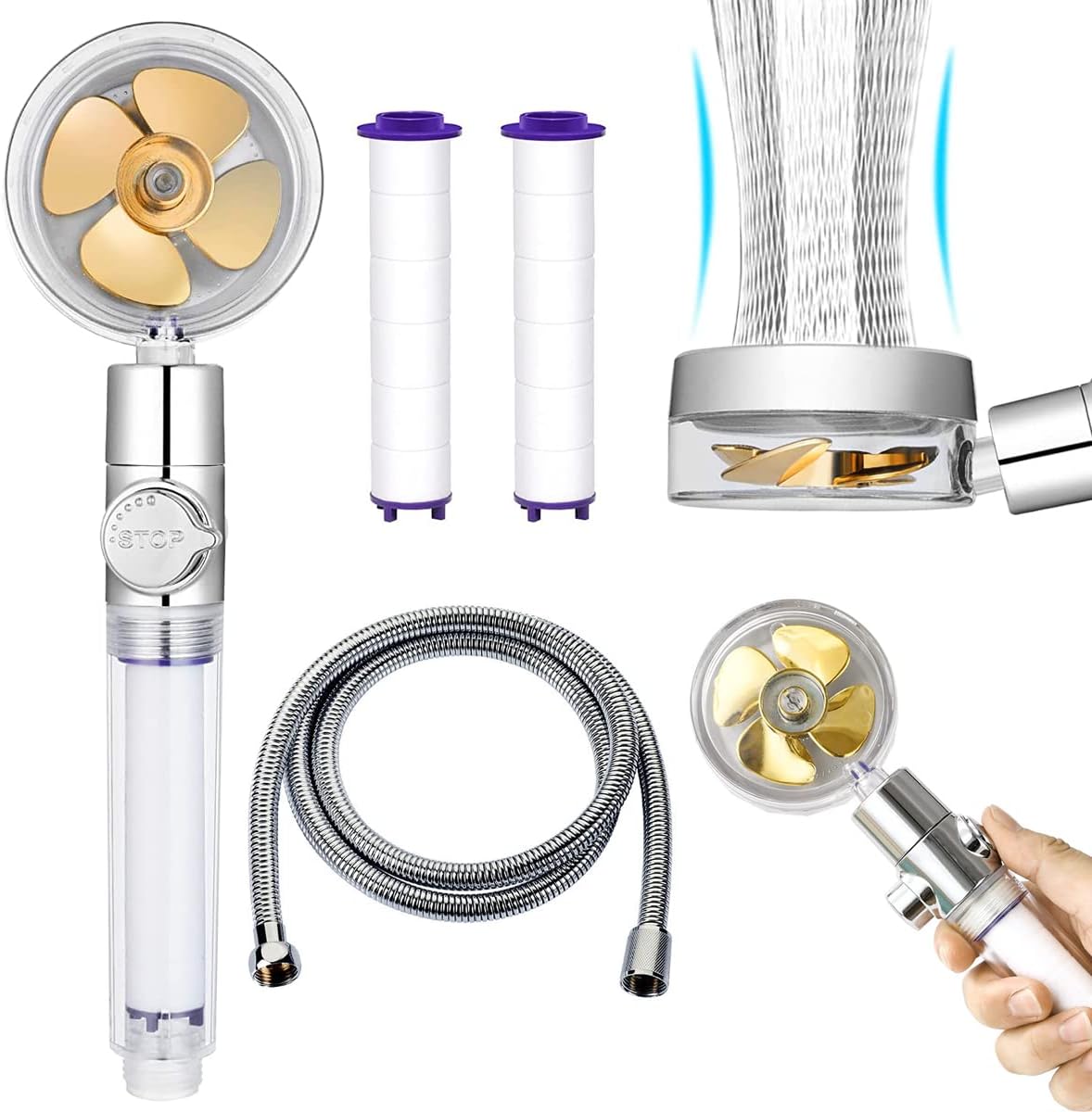 Yaolmkcovs High Pressure Water Saving Shower Head, 360 Degrees Rotating