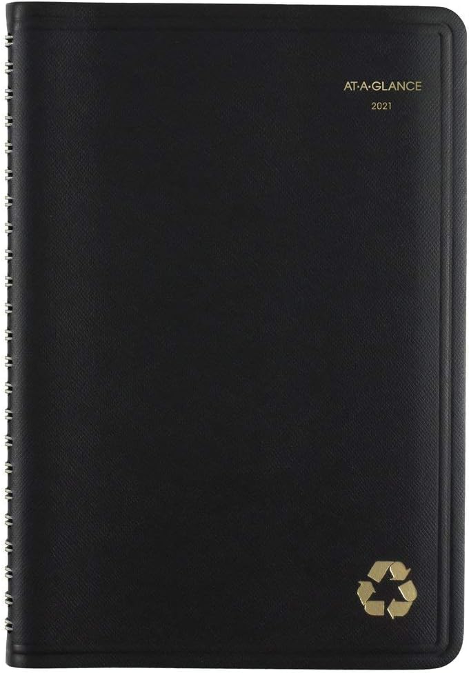 2021 Daily Appointment Book & Planner by AT-A-GLANCE, 5" x 8", Small, Black (702070521)