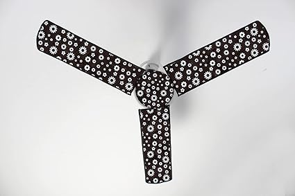 Stylista Waterproof & Dustproof Three Blade Ceiling Fan Cover with attachable Enclosure Set of 3 Fan Covers Floral Pattern White