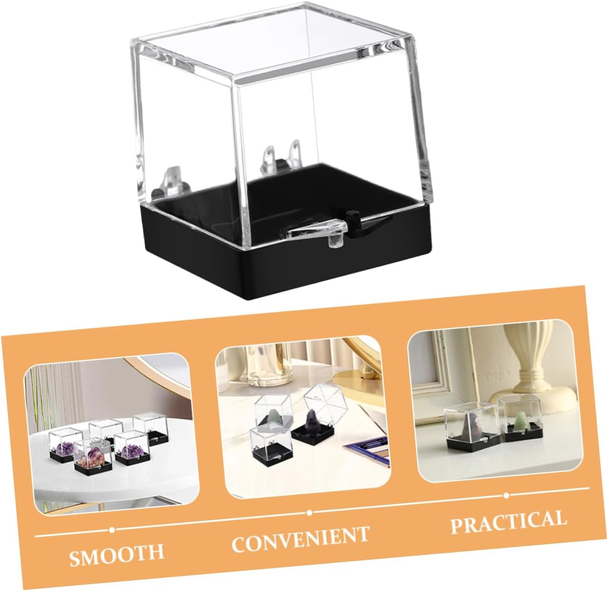 4pcs Specimen Showcase Box Storage Box Easy to Clean Organize Your Collection Display Case for Minerals