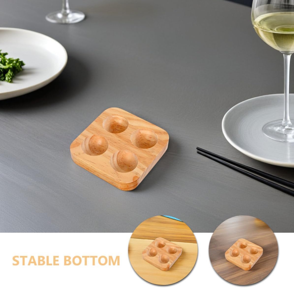 3 Piece Wood Egg Tray, 4 Slot Storage Container for Kitchen