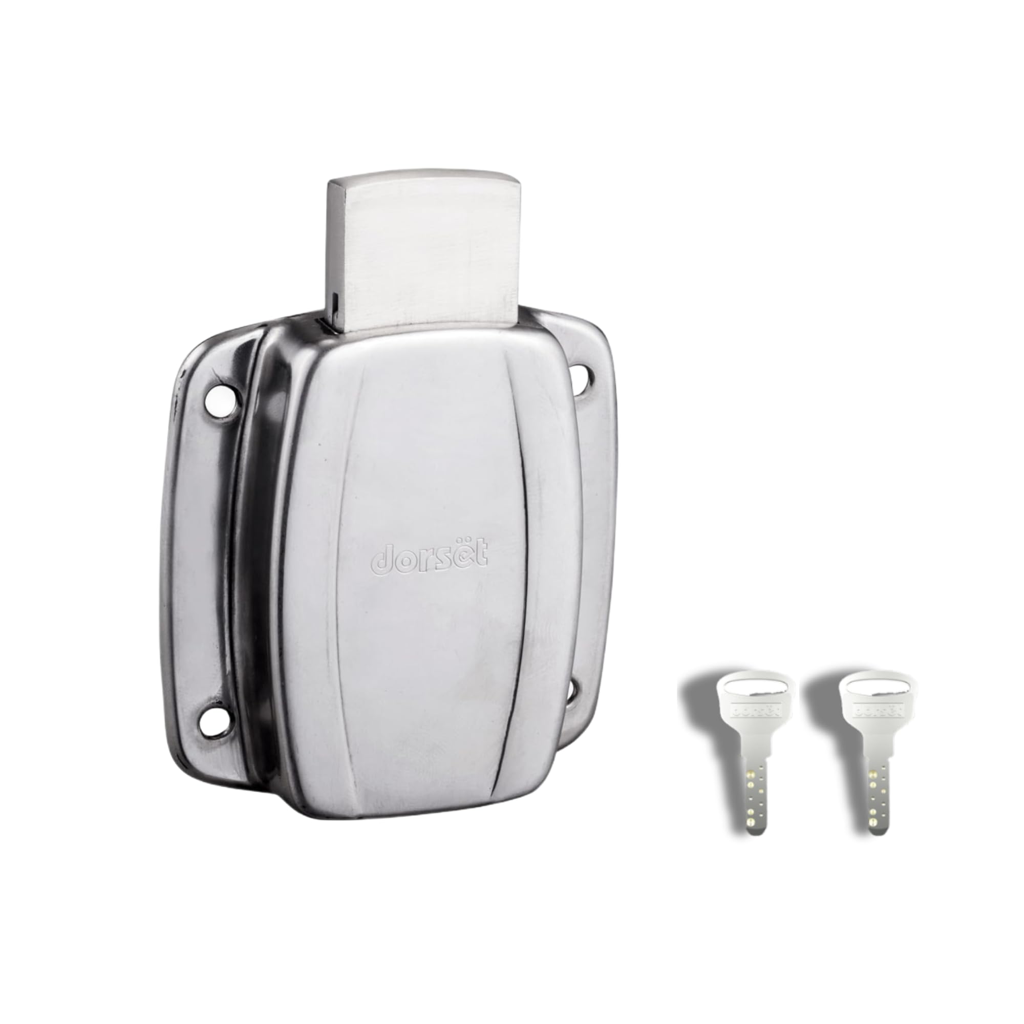dorset secura wardrobe lock | suitable panel thickness : 32 mm wardrobe | lock for wooden almirah | 2 dimple keys, silver satin finish | al401ss