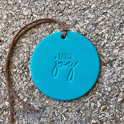 Air Flair | Leather Car Air Freshener | Choose Joy (Turquoise, Leather Scent)