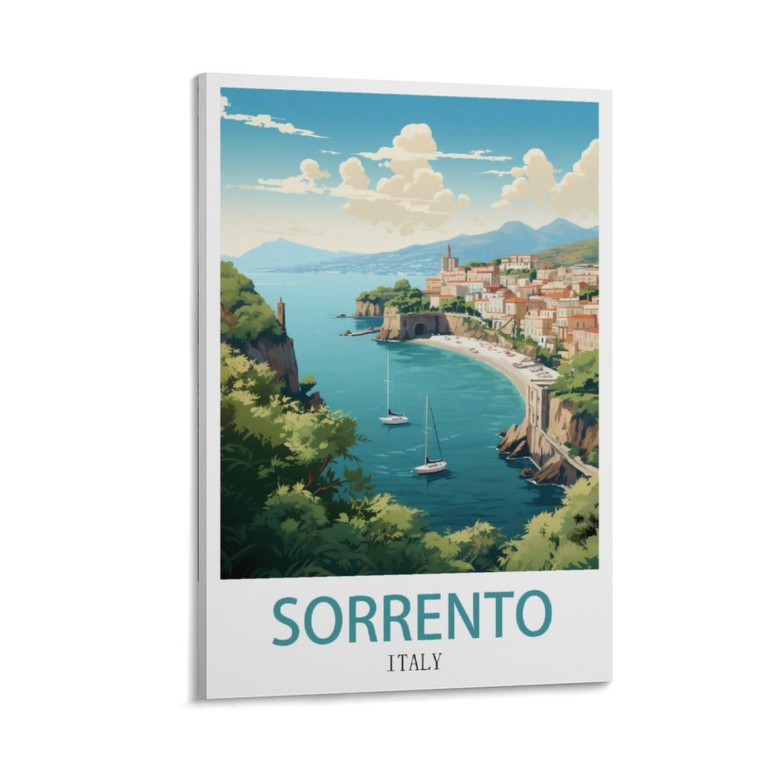 Lcynnh Frame-Style Sorrento Italy Vintage Travel Posters Coast 16X24inch(40X60cm) Print Home Bedroom Office Living Room Decor Canvas Poster