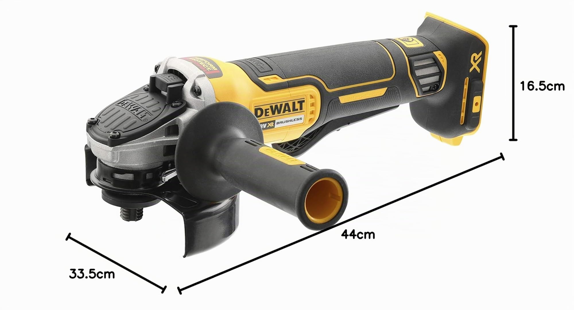 DEWALT - Meuleuse d'angle Brushless XR 18V 125mm, à interrupteur à palette, avec poignée latérale et coffret TSTAK, livré sans batterie, DCG406NT-XJ