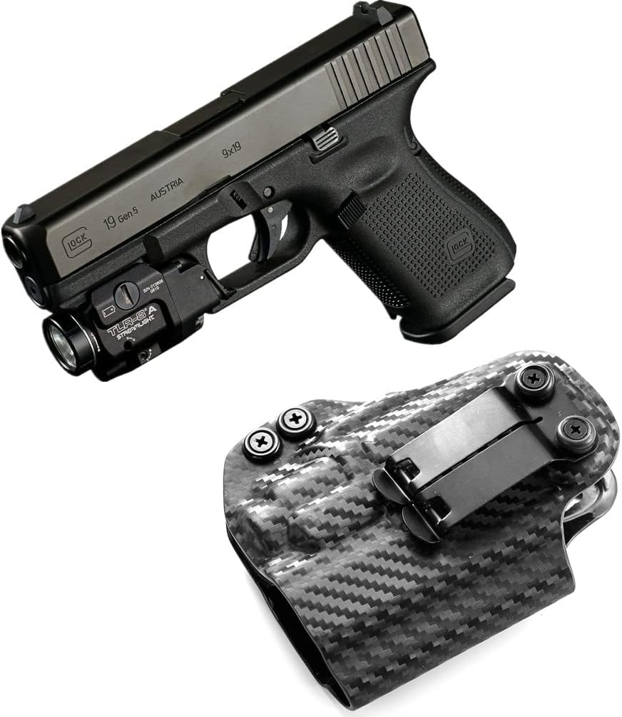 kydex IWB Holster for Glock 19 25 32 23 45 Mos Gen 3 4 5 with Streamlight Tactical Flashlight TLR-8 TLR-8G TLR-8A 500 Lumen Mounted Optics RMR Cut
