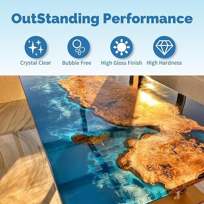 JANCHUN Crystal Clear Epoxy Resin Kit 72oz, Bubble-Free, Anti-Yellowing, Self Leveling Easy Mix 1:1 Coating and Casting Resin for Table Top, Molds, Tumbler Crafts, Painting, Jewelry, DIY Gifts 72oz-kit