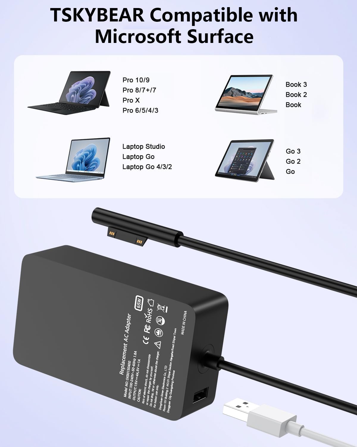 New 65W Surface Pro Charger Compatible with Microsoft Surface Pro