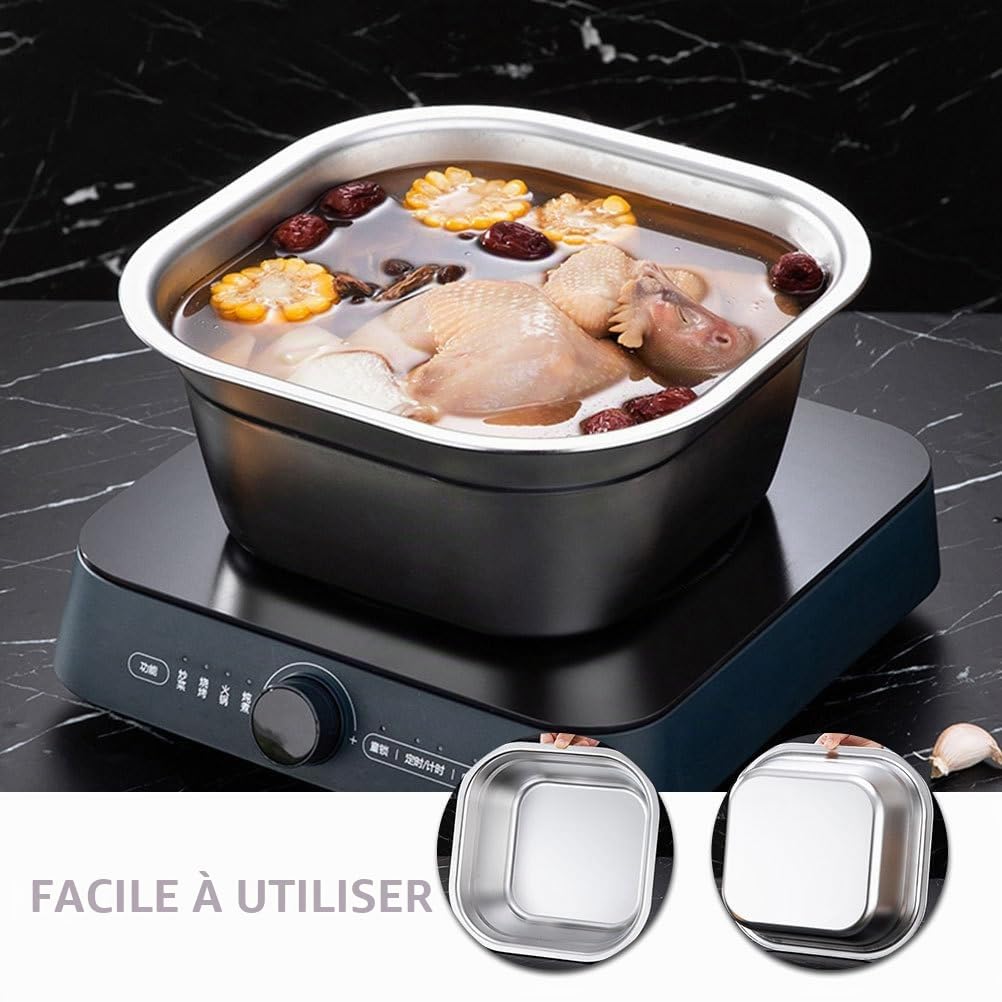 IMIKEYA Bassin Inoxydable Carré Bassine Métallique Pratique Pour Laver Fruits Et Légumes Accessoire De Cuisine Multifonctionnel Capacité Et Empilable