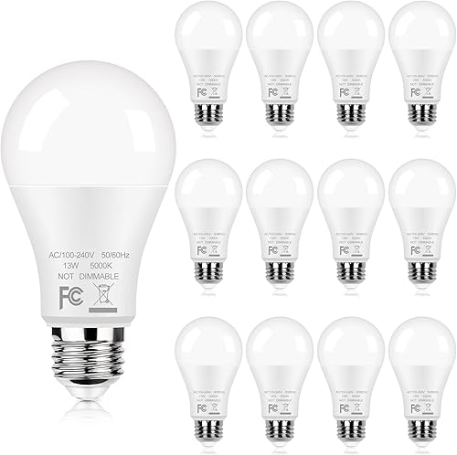 Miniatura 8 de GoBright Paquete de 12 bombillas LED A19, bombillas equivalentes a 100 W, bombillas LED blancas de luz diurna de 13 W 5000 K con base media E26