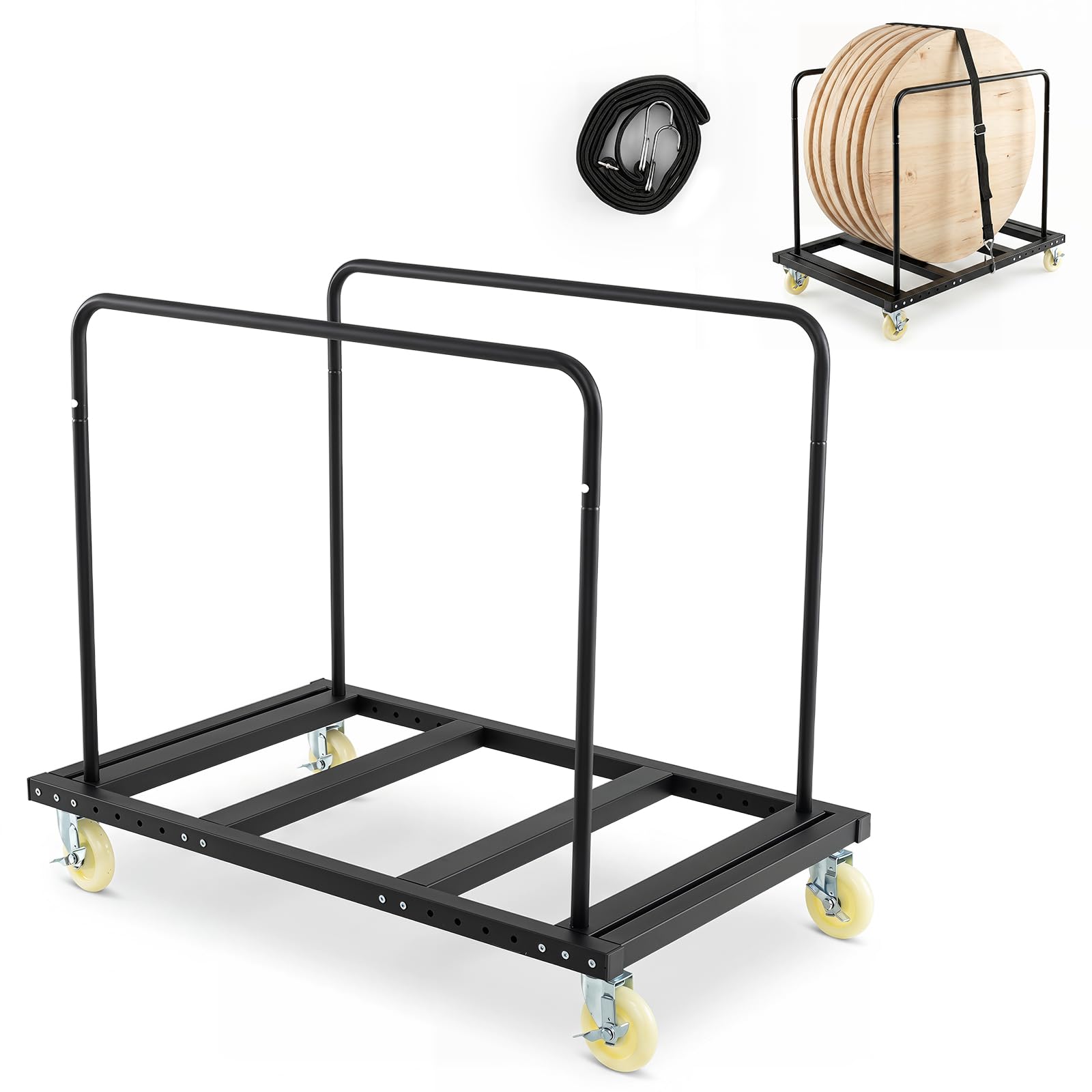 FANTASK Carrello per piastre con telaio in acciaio e freno, fino a 815 kg