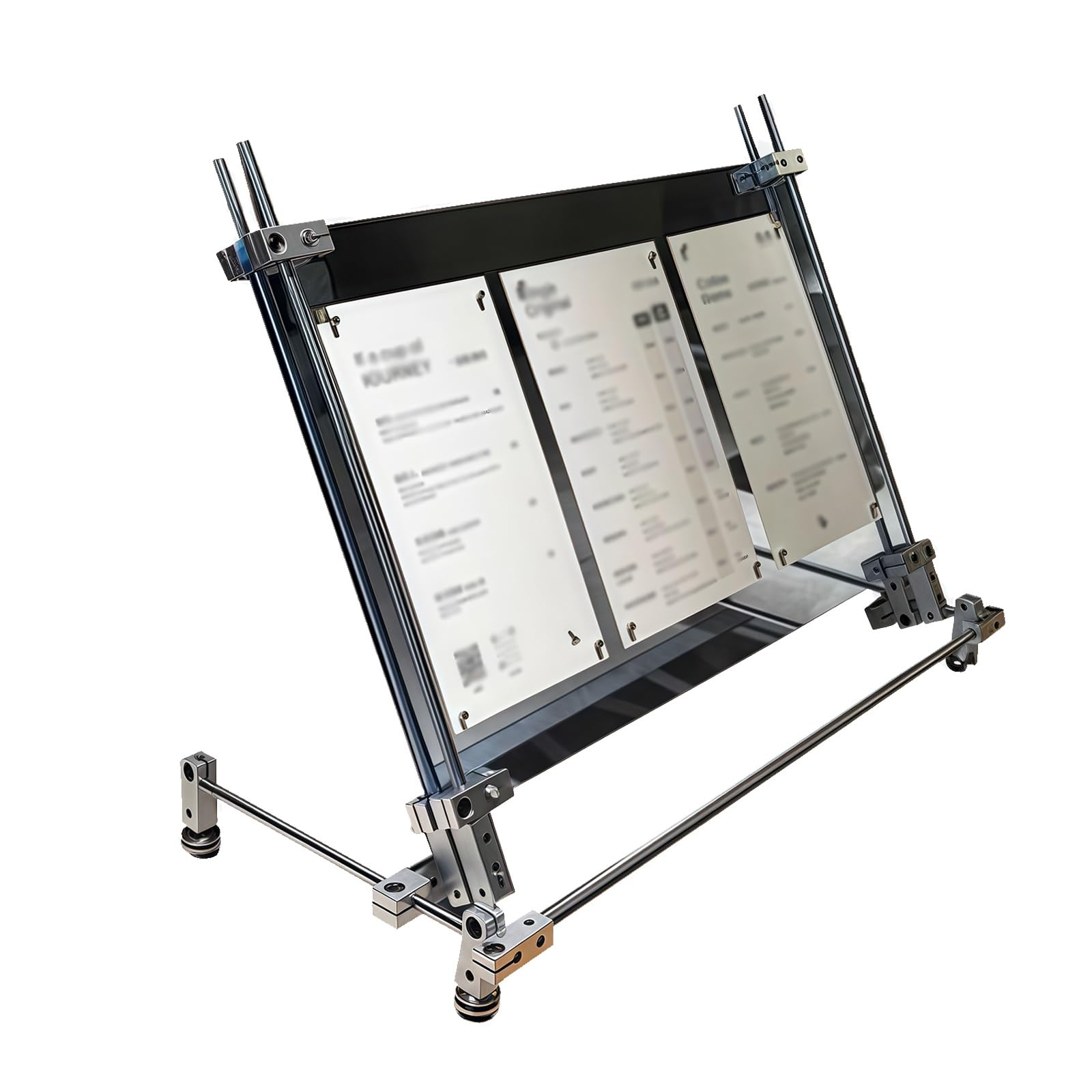 Soporte de menú acrílico, exhibición de letreros de mesa móvil con base de acero inoxidable, soporte transparente ajustable en ángulo para restaurantes, oficina, tienda, feria